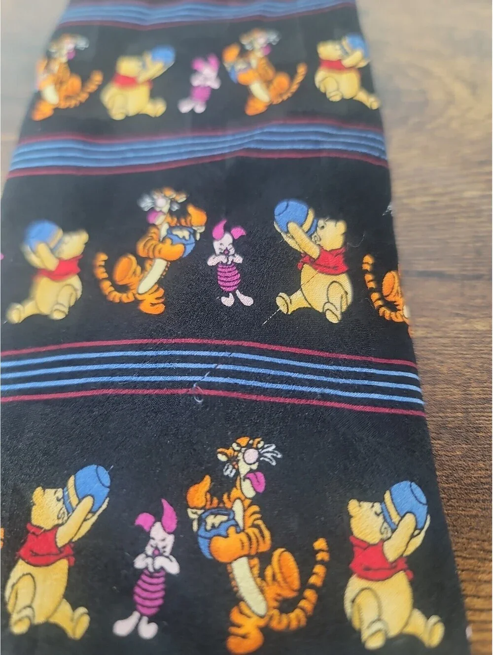 Disney Winnie the Pooh 100 Acre Collection Silk Tie Tigger Pooh And Piglet Black